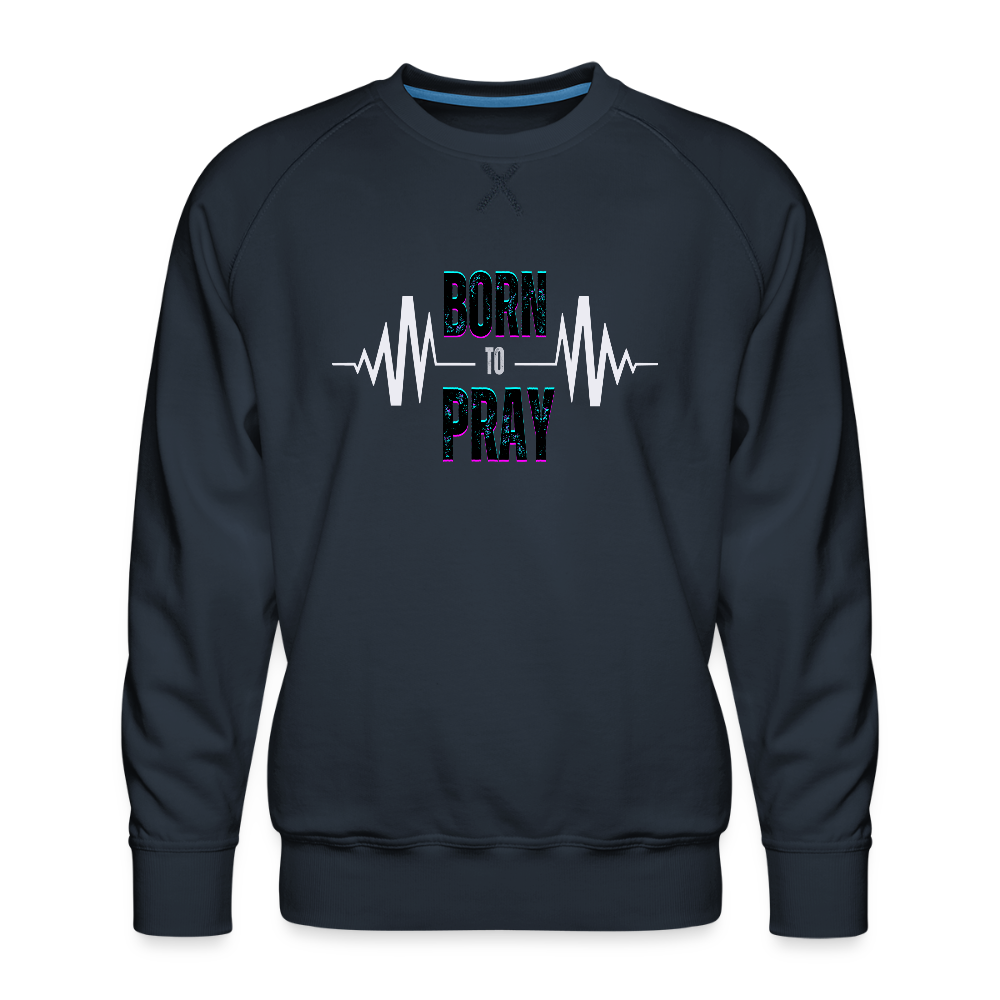 Born to Pray (white logo) Sweater - navy