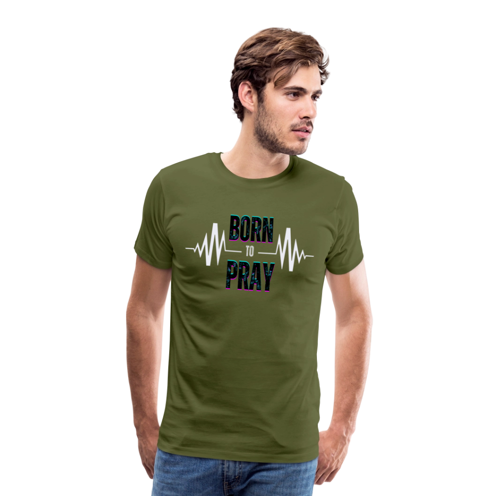 Born to Pray (White) - olive green