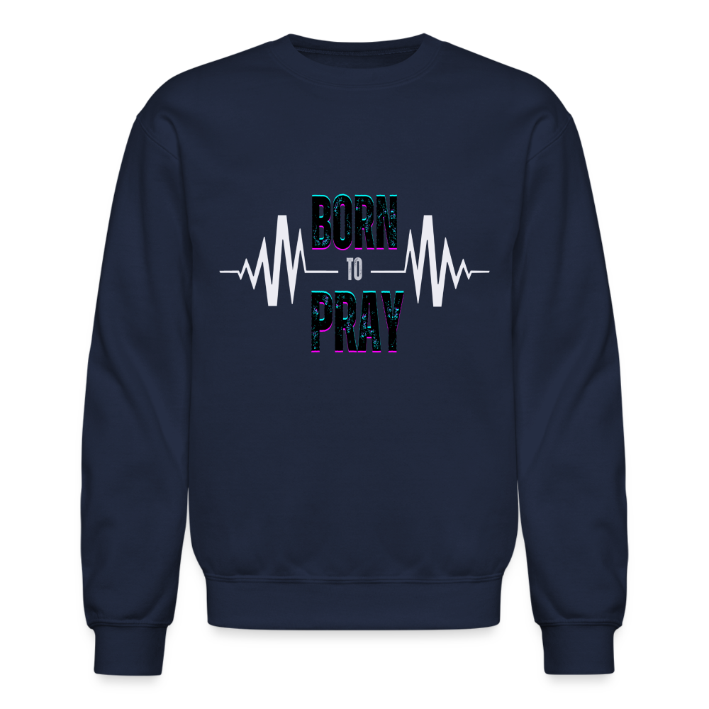 BORN to Pray - white- Sweater - navy