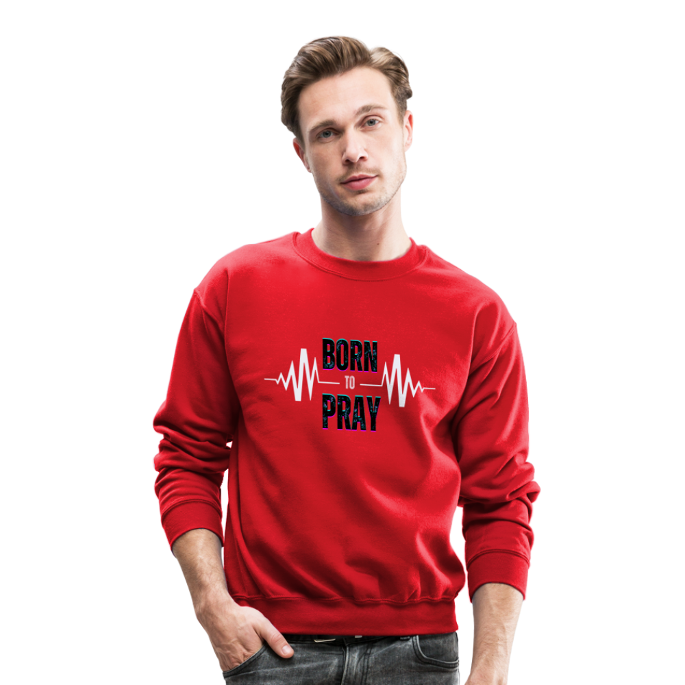 BORN to Pray - white- Sweater - red